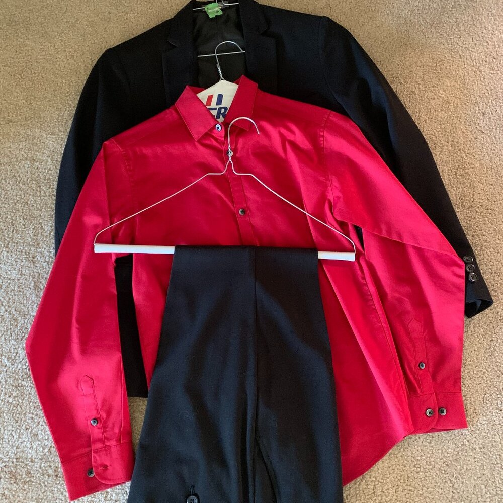 Boys Van Heusen Black Suit Size 14